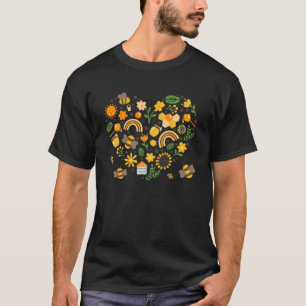 Bee Outfit Idea For Women With Flowers Heart & Bum T-Shirt