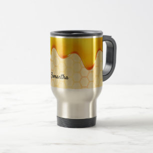 Bee  pattern honey dripping name cute travel mug