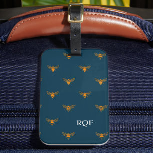 Bee Pattern Initials Monogram Luggage Tag