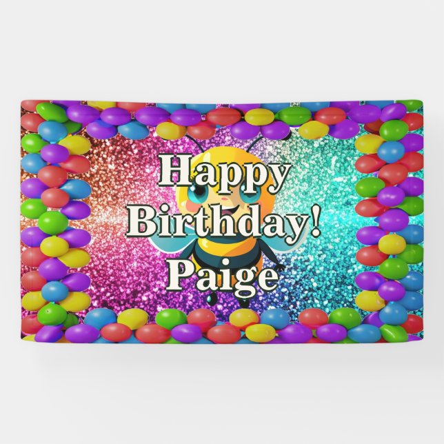 Bee Personalised character birthday banner (Horizontal)