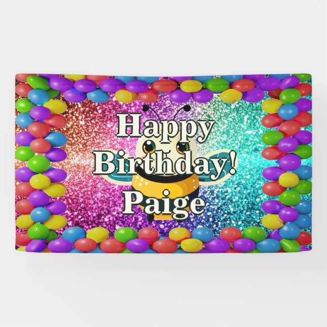 Bee Personalised character birthday banner (Horizontal)