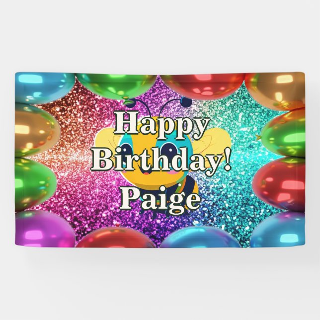 Bee Personalised character birthday banner (Horizontal)