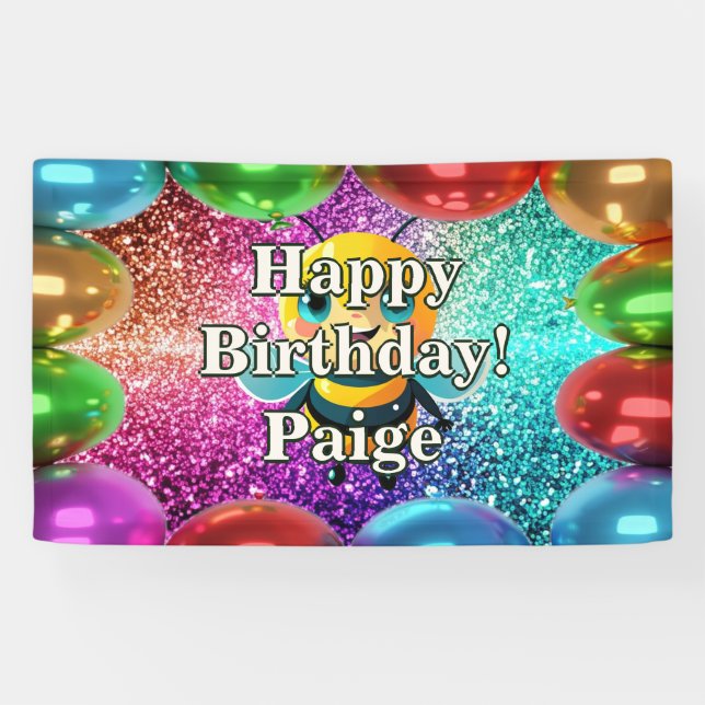 Bee Personalised character birthday banner (Horizontal)
