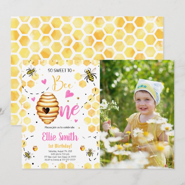 Bee Photo Invitation (Front/Back)