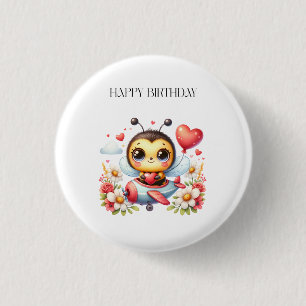 Bee Pilot Birthday 3 Cm Round Badge