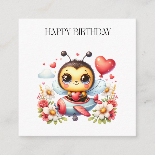 Bee Pilot Birthday Enclosure Card (Front)