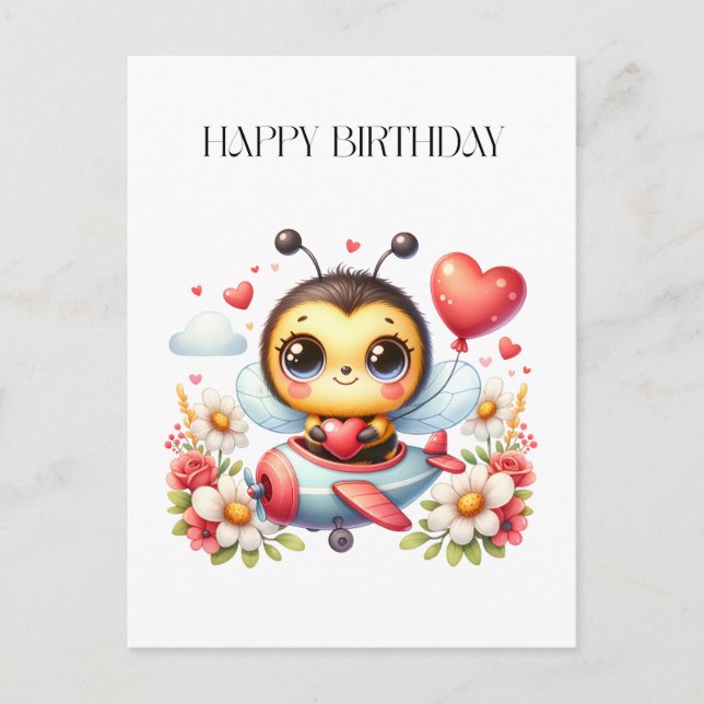 Bee Pilot Birthday Holiday Postcard (Front)