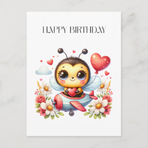 Bee Pilot Birthday Invitation Postcard