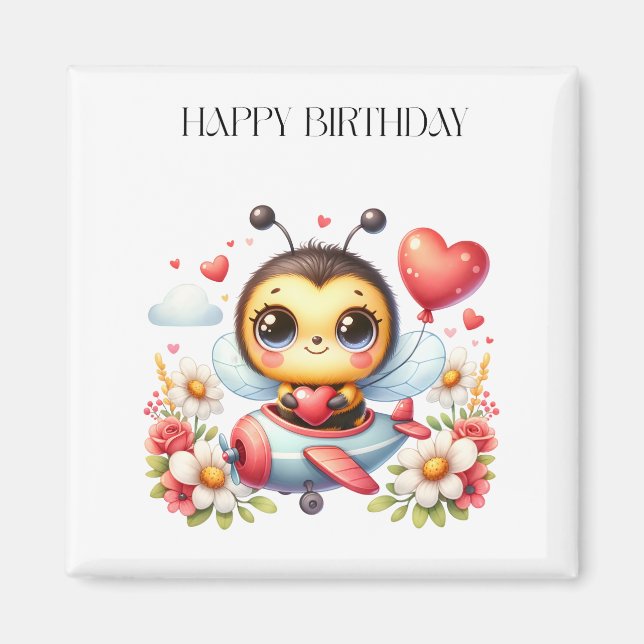 Bee Pilot Birthday Magnet (Front)