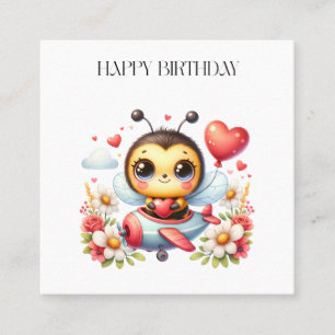Bee Pilot Birthday Square Business Card