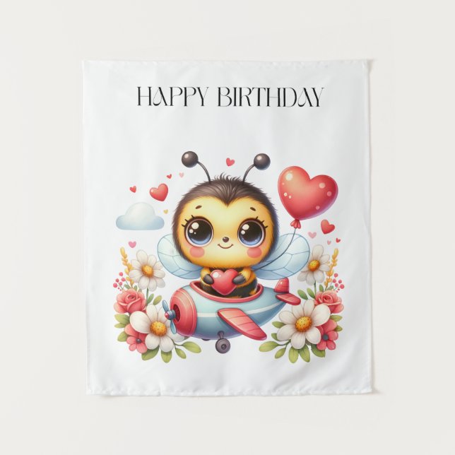 Bee Pilot Birthday Tapestry (Front)