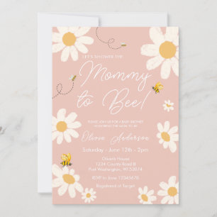 Bee Pink Daisy Retro Mummy to Bee Baby Shower  Invitation
