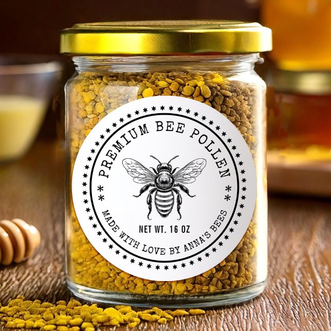 Bee pollen label with vintage sketch honey bee (Creator Uploaded)