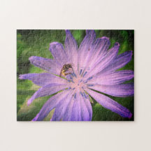 Bee Pollinating a Purple Flower