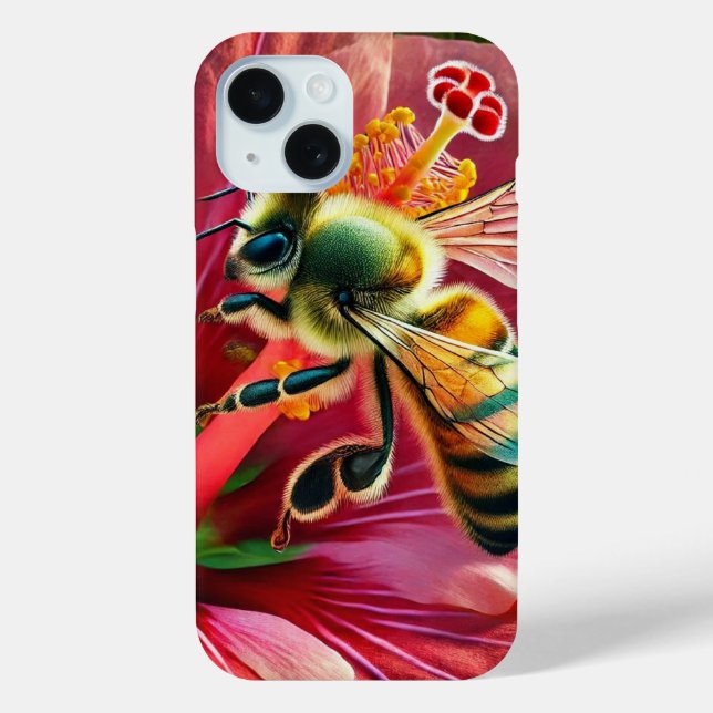 Bee Pollinating a Vibrant Hibiscus Flower  Case-Mate iPhone Case (Back)