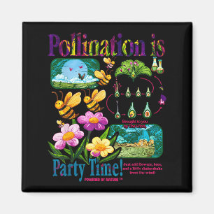 Bee pollination vintage insect flower 90s botanica magnet