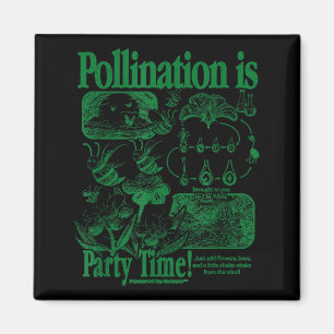 Bee pollination vintage retro insect flower magnet