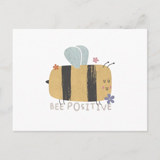 Bee Positive - Cute Bee Pun Note Card (Front)