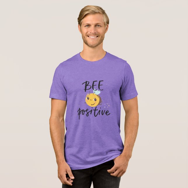 Bee Positive Cute Bumblebee Illustration Tri-Blend Shirt (Front Full)