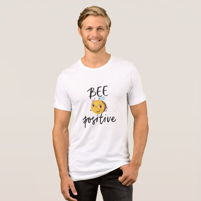 Bee Positive Cute Bumblebee Illustration Tri-Blend Shirt (Front Full)