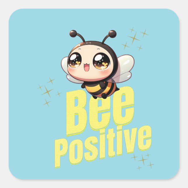 Bee Positive Square Sticker (Front)