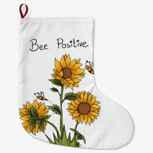 Bee Positive Sunflowers – Inspirational Floral Large Christmas Stocking