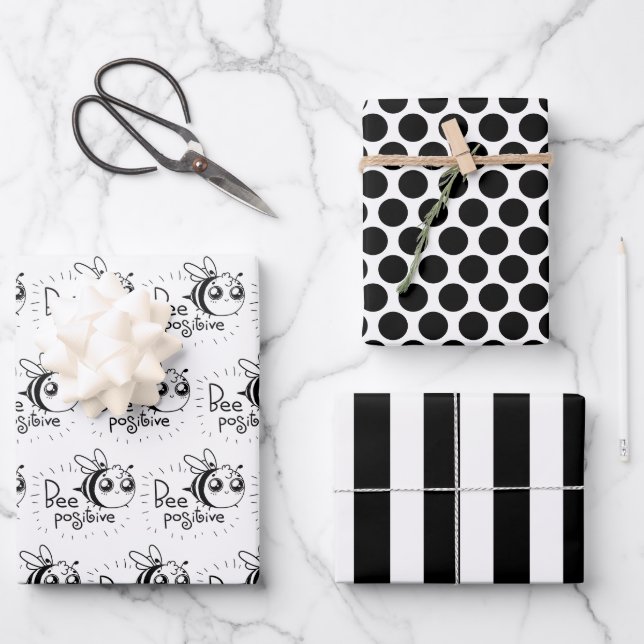 Bee Positive Wrapping Paper Sheet Set (Front)