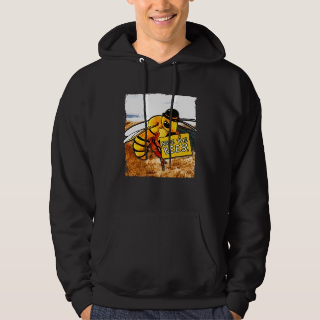 Bee Prin Save The Bees  Environmentalis Hoodie (Front)
