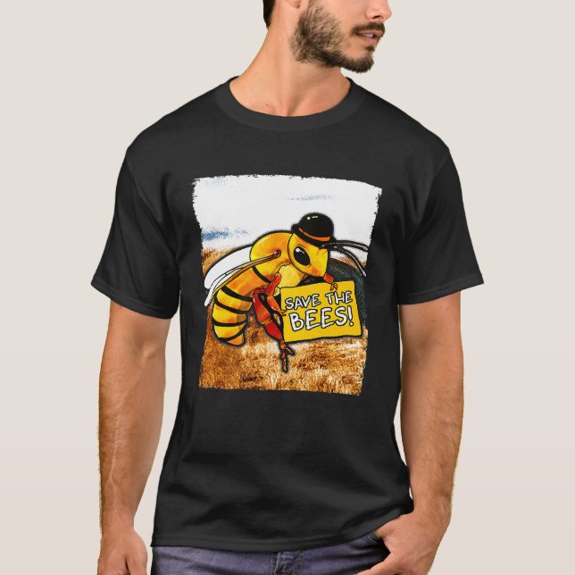 Bee Prin Save The Bees  Environmentalis T-Shirt (Front)