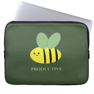 Bee Productive, Green Laptop Sleeve