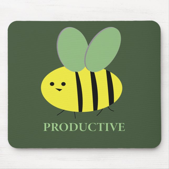Bee Productive, Green Mouse Mat (Front)
