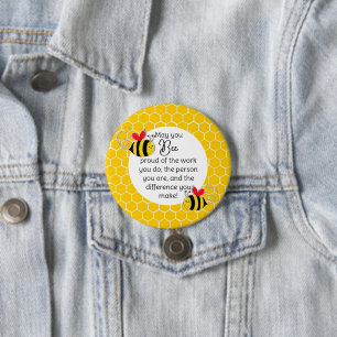 Bee Proud Teacher Appreciation honeycomb  7.5 Cm Round Badge