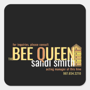 Bee Queen Beekeeper's Business Contact Card Square Sticker