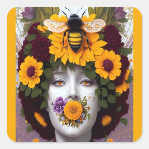 Bee quiet design square sticker