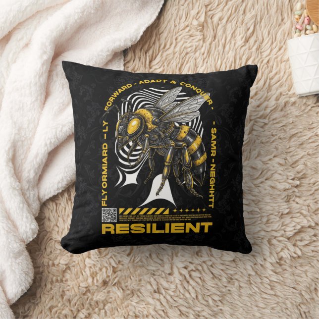 Bee Resilient – Motivational Bee Positivity Design Cushion (Blanket)