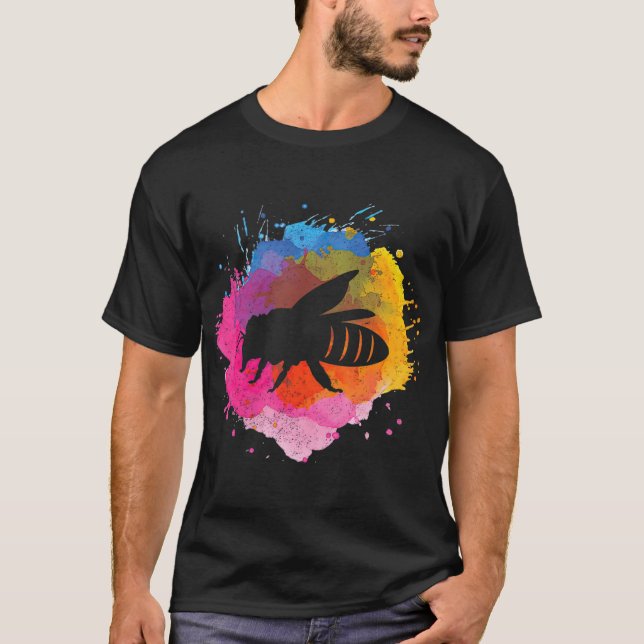 Bee Retro Watercolor Splash Gift T-Shirt (Front)