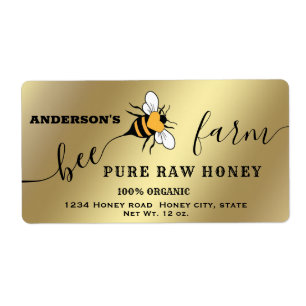 Bee script bee farm honey jar label
