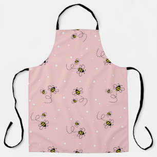 Bee seamless pattern on pastel background. Vintage Apron