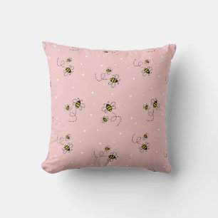 Bee seamless pattern on pastel background. Vintage Cushion