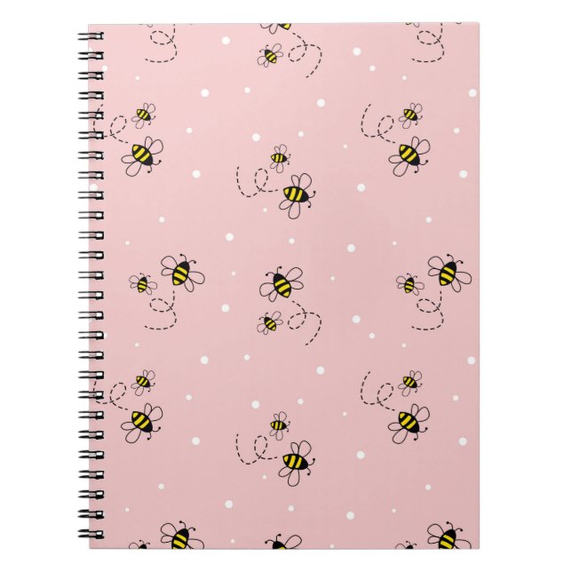 Bee seamless pattern on pastel background. Vintage Notebook (Front)