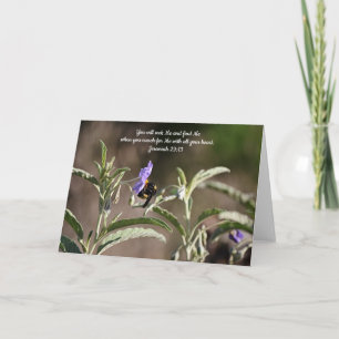 Bee Seeking Nectar Bible Verse Card Jeremiah 29:13