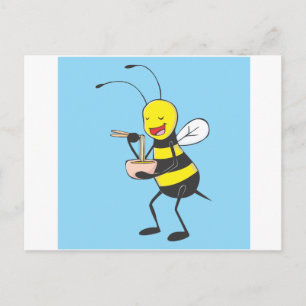 Bee Shirt   Custom Bee Eating Noodles Shirt Postcard