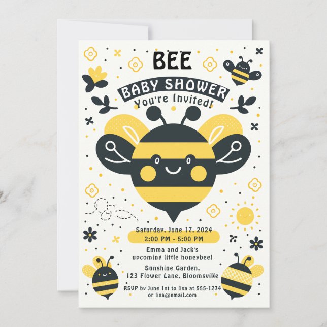 bee shower theme invitation (Front)