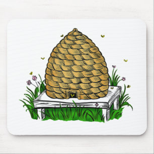 bee skep colour mouse mat