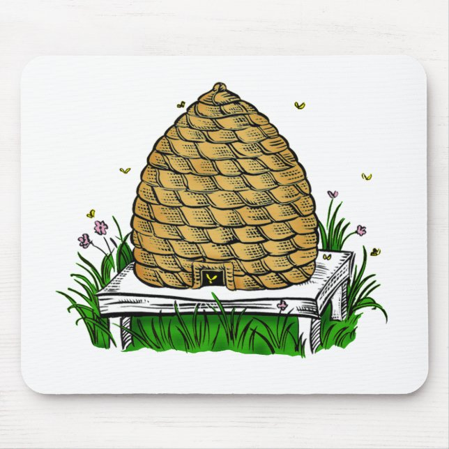 bee skep colour mouse mat (Front)