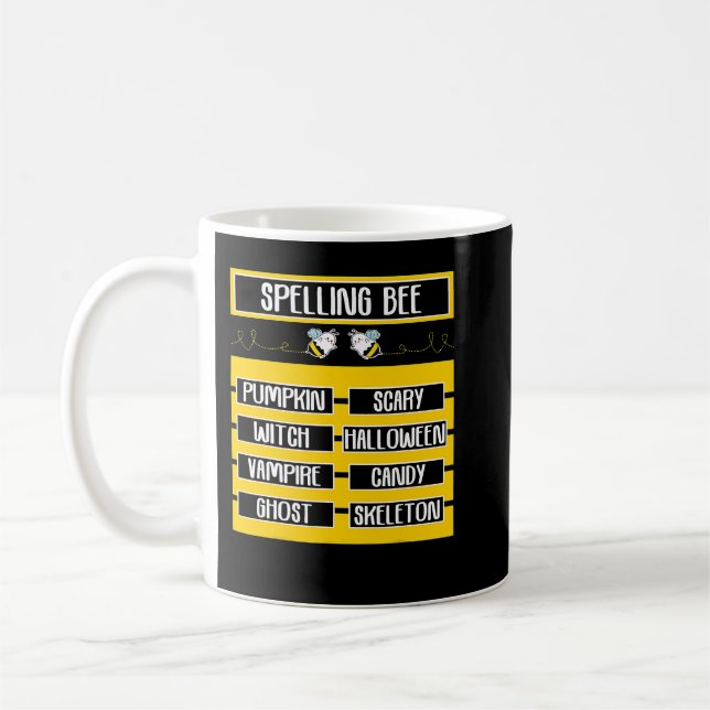 Bee Spelling Bee Pun Halloween Costume for Teacher Coffee Mug (Left)