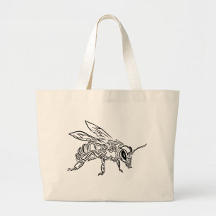 "Bee Spirit" ver1- Surreal tribal bee totem animal Large Tote Bag