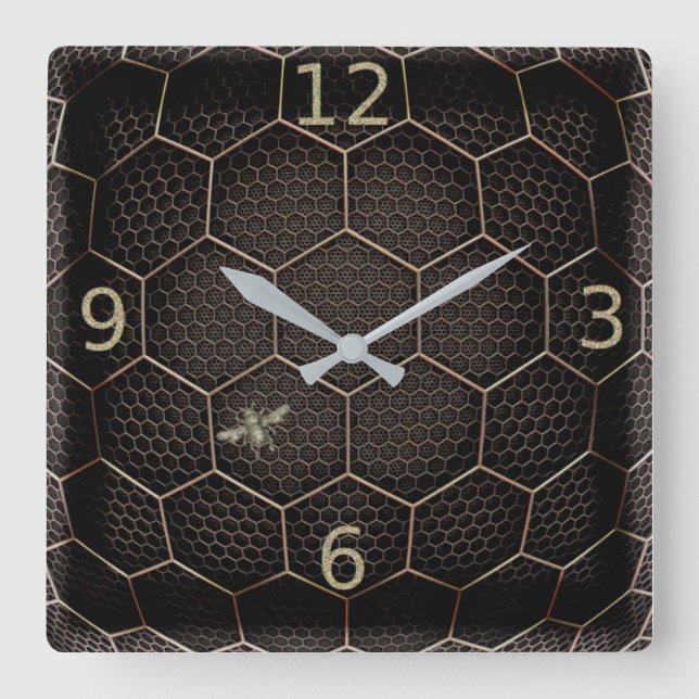 Bee Square Wall Clock (Front)