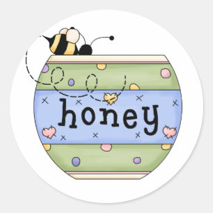 Bee Stealing from Honey Pot Classic Round Sticker