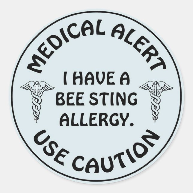 BEE STING ALLERGY CLASSIC ROUND STICKER (Front)